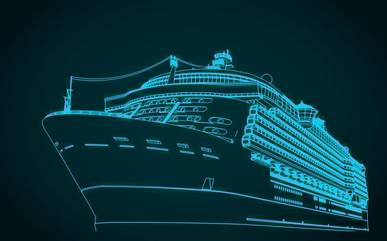 Large cruise liner close up vector