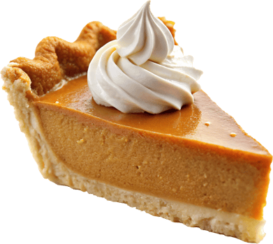 Pumpkin pie slice topped with whipped cream png