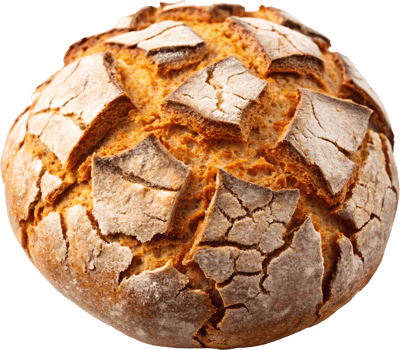 homemade baked round bread png