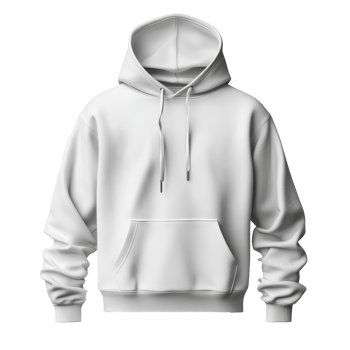 White hoodie displayed on a neutral background isolated transparent png