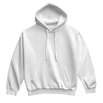 White hoodie displayed on a plain background isolated transparent png