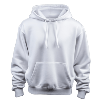 Cozy white hoodie on neutral backdrop isolated transparent png