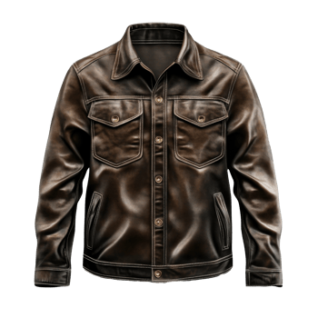 Stylish brown leather jacket for casual wear isolated transparent png