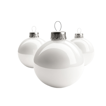 Elegant White Christmas Balls Trio on Transparent Background. png