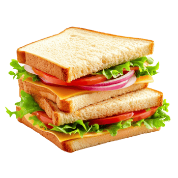 Veggie and cheese sandwich, freshly made isolated transparent png