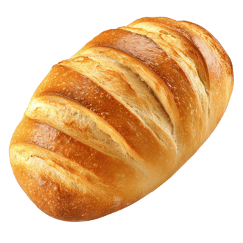 Freshly baked loaf of bread on a kitchen counter isolated transparent png
