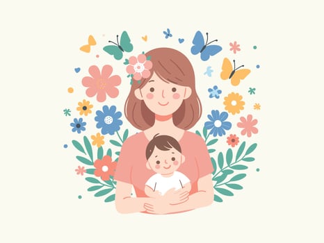 Mother Holding Baby Illustration vector