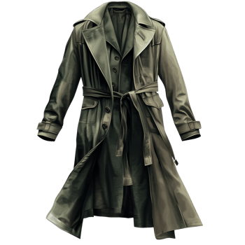 Chic green trench coat on neutral backdrop isolated transparent png