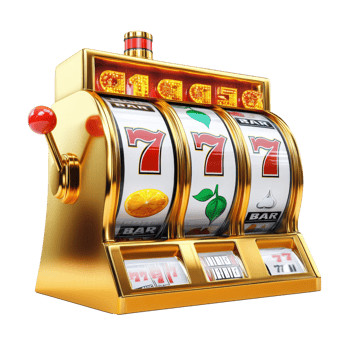 Golden slot machine with triple sevens displayed isolated transparent png