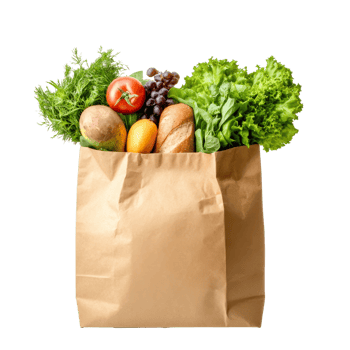 Fresh produce in a market paper bag isolated transparent png