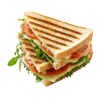 Tasty grilled sandwich with fresh veggies isolated transparent png