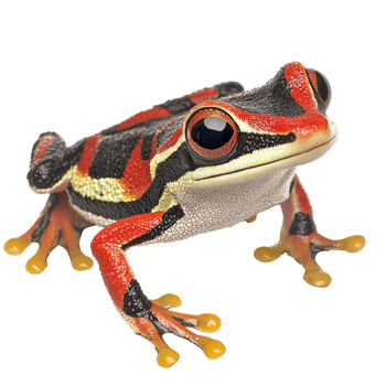 Vibrant patterned frog on a rock isolated transparent png