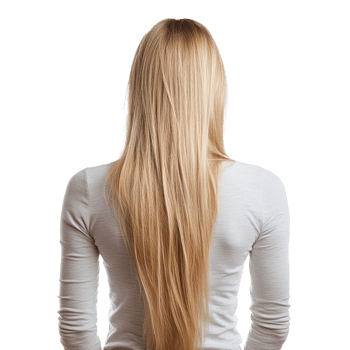 Long blonde hair from behind in studio isolated transparent png