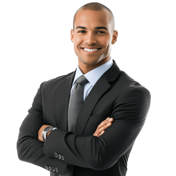 Confident businessman smiling indoors isolated transparent png