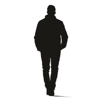 Silhouette of a person walking in a secluded area isolated transparent png