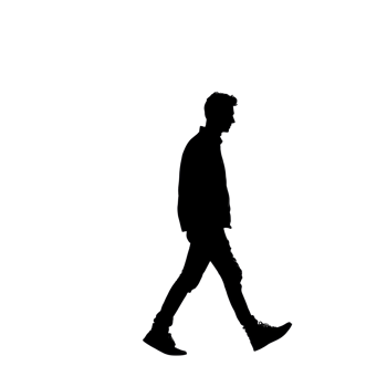 Person walking in bright silhouette isolated transparent png