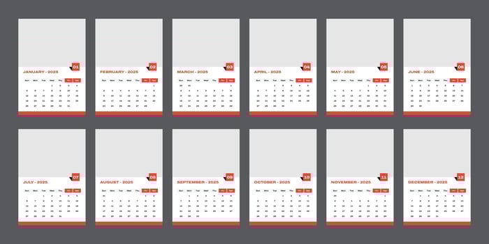 Modern 2025 Vertical Desk Calendar Design Template vector