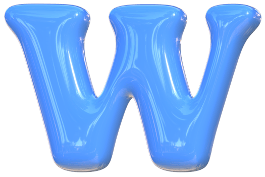 W cute 3D alphabet kawaii and colorful letters png