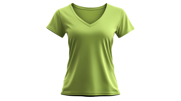 a green t - shirt v neck for female on a transparent background png