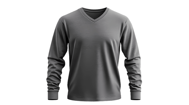 a gray long sleeve shirt on a transparent background png