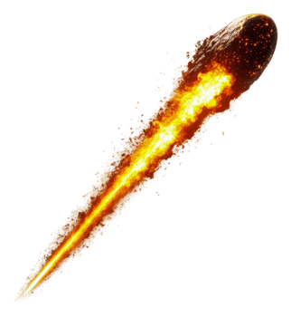 Fiery meteor streaking through the night sky png