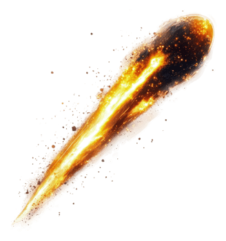 Fireball meteor streaking through the night sky png
