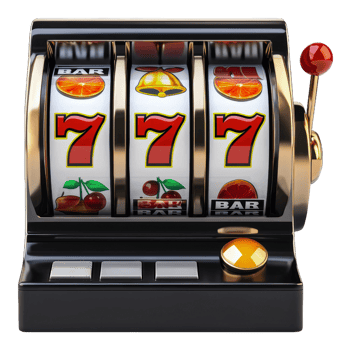 Classic slot machine with bright symbols and lever png