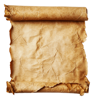 Frayed aged parchment scroll png