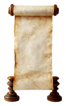 Textured parchment scroll on wood holder png