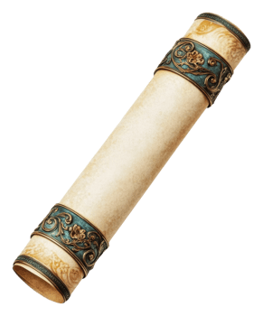 Ornate ancient scroll with designs png