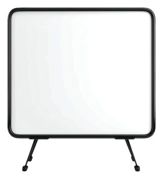 Empty easel stand with a black frame in a studio png