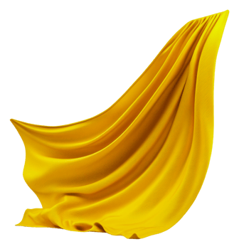 Elegant drape of vibrant yellow fabric png