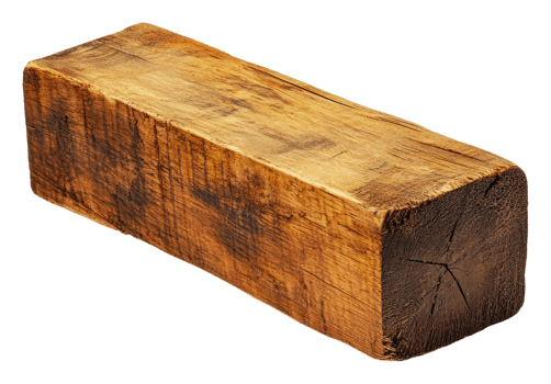 Textured wooden block on white background png