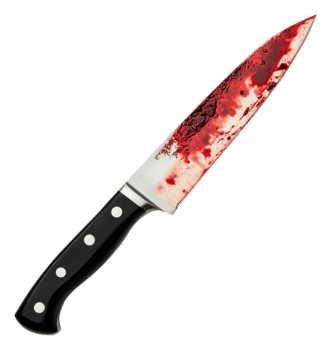 Bloody kitchen knife on a white background png