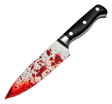 Sharp knife with blood splatter on blade png