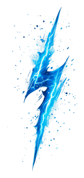 Blue lightning bolt on white png