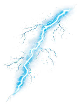 Stunning blue lightning bolt on a white background png