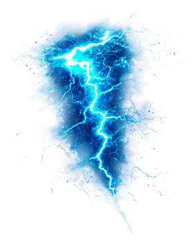 Blue lightning on a white backdrop png