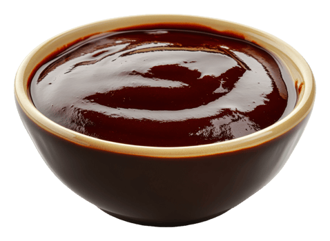 Bowl of dark sauce on white background png