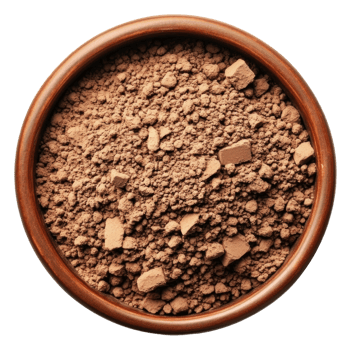 Cocoa powder in a brown bowl png