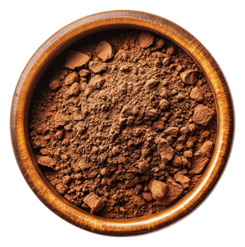 Cocoa powder in a wooden bowl ready for baking png