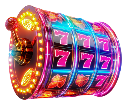 Colorful slot machine in action png
