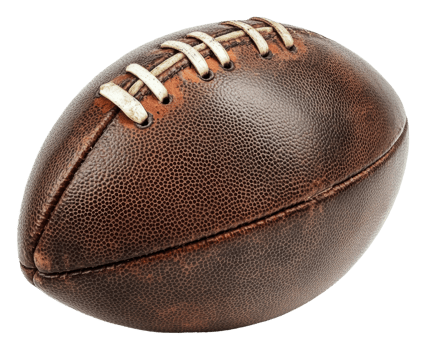 Brown leather football on white background png