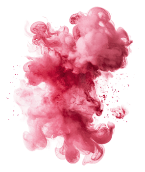 Colorful red ink swirling in water creating clouds, cut out - stock . png