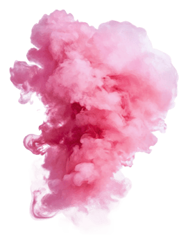 Pink smoke cloud billowing in the air during day, cut out - stock . png