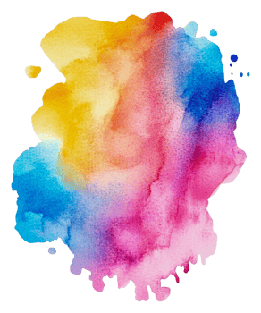 Colorful watercolor splash on white background, cut out - stock . png