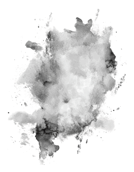 Black and white watercolor splash, cut out - stock . png