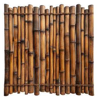 Bamboo fence constructed with natural materials, cut out - stock . png