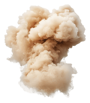 Construction dust cloud in city, cut out - stock . png