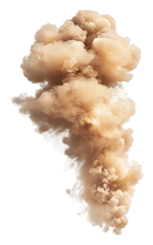 Dust cloud forms in dry conditions, cut out - stock . png